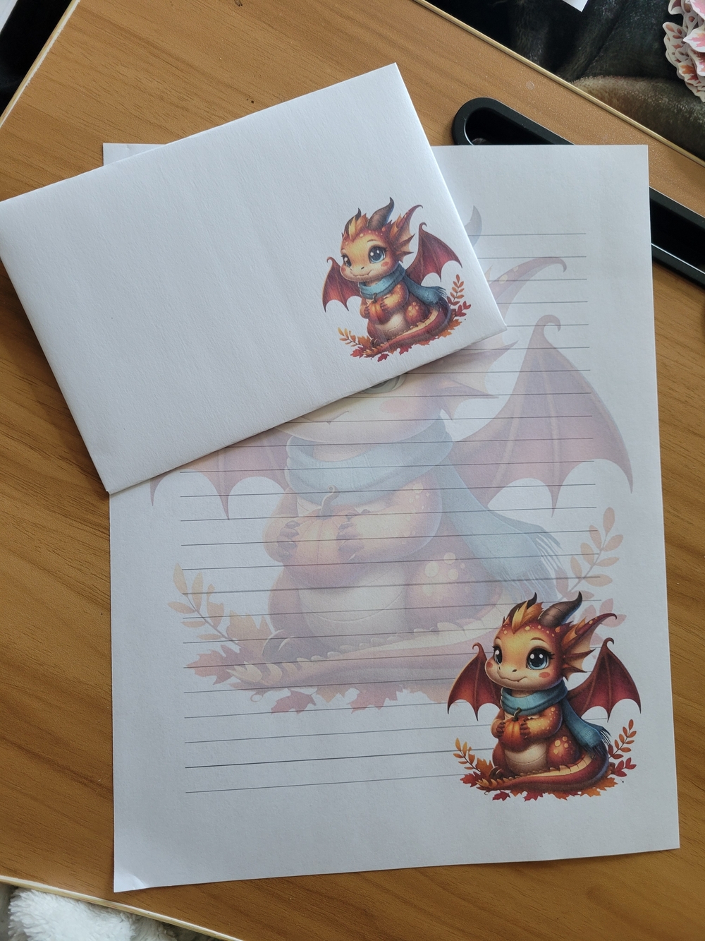 🖤NEW🖤 24PC Cute Dragon Lined Stationery Set in Orange and Blue - Blank Brand